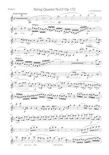 Partition violon 1, corde quatuor No.15, Op.132, A minor, Beethoven, Ludwig van