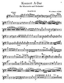 Partition flûte 2, clarinette Concerto, A major, Mozart, Wolfgang Amadeus par Wolfgang Amadeus Mozart