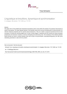 Linguistique et brouillons, dynamique et synchronisation - article ; n°147 ; vol.36, pg 113-123