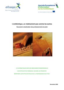 "Les antibiotiques, un médicament pas comme les autres" : Information professionnels 18/11/2009