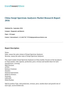 China Swept Spectrum Analyzers Market Research Report 2016