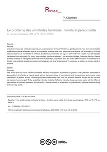 Le problème des similitudes familiales : famille et personnalité - article ; n°2 ; vol.76, pg 597-612
