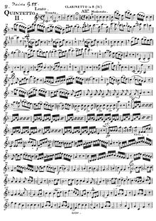Partition clarinette (en B♭), vent quintette No.2, Op.88 No.2, Quintuor II en Mi bémol (Es-Dur), Op.88 No.2
