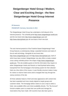 Steigenberger Hotel Group / Modern, Clear and Exciting Design - the New Steigenberger Hotel Group Internet Presence