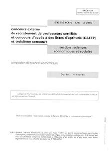 Composition de sciences économiques 2006 CAPES de sciences économiques et sociales CAPES (Externe)