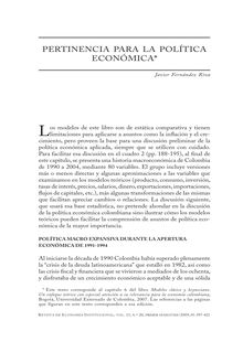 Pertinencia para la política económica (Relevance for Economic Policy )