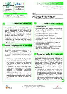 BTS Systèmes électroniques Electronique / Electricité