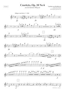 Partition violon 1, corde quatuor No.6, Op.18/6, B♭ major, Beethoven, Ludwig van par Ludwig van Beethoven