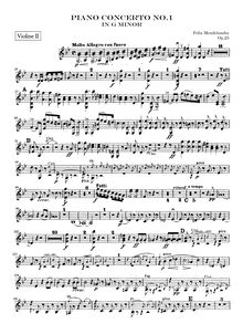 Partition violon II, Piano Concerto No 1 en G Minor, G Minor, Mendelssohn, Felix