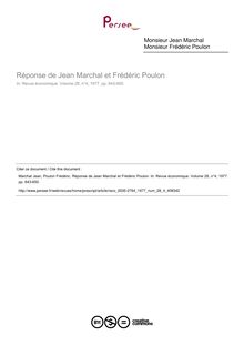 Réponse de Jean Marchal et Frédéric Poulon  ; n°4 ; vol.28, pg 643-650