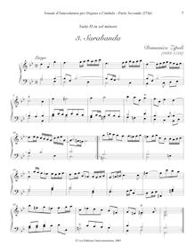 Partition , Sarabanda, Sonate d Involatura per organo e cimbalo