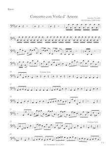Partition Basso, Concerto pour viole de gambe d amore en D major, RV 392