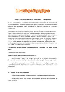 Baccalauréat Français 2016 - Série L - Dissertation