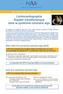 Echocardiographie doppler transthoracique  principales indications et conditions de réalisation - ETT dans le syndrome coronaire aigu - fiche BUTS 2012