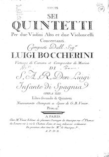 Partition viole de gambe, 6 corde quintettes G.271-276, Boccherini, Luigi
