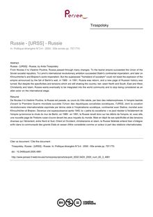 Russie - [URSS] - Russie - article ; n°3 ; vol.65, pg 757-770