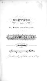 Partition , quatuor en B♭ major  La chasse , Hob.III:1, corde quatuors