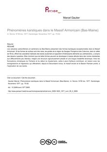 Phénomènes karstiques dans le Massif Armoricain (Bas-Maine) - article ; n°2 ; vol.95, pg 75-92