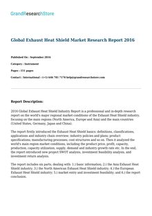 Global Exhaust Heat Shield Market Research Report 2016