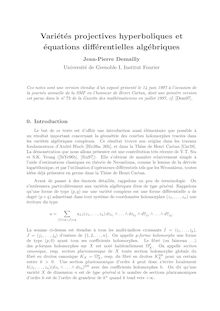 Varietes projectives hyperboliques et equations differentielles algebriques