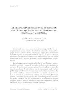 El Lenguaje Publicitario y su Proyección en el Lenguaje Poético de la Neovanguardia Italiana y Española