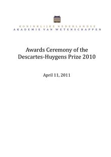 Awards Ceremony of the Descartes-Huygens Prize 2010