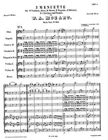 Partition complète, 3 menuets, Mozart, Wolfgang Amadeus par Wolfgang Amadeus Mozart
