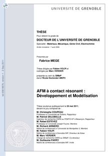 AFM à contact résonant : développement et modélisation, Contact resonant AFM : development and Modeling