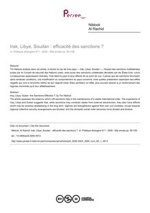 Irak, Libye, Soudan : efficacité des sanctions ? - article ; n°1 ; vol.65, pg 95-108