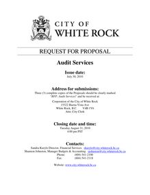 City of White Rock RFP Audit Services 2010 Final