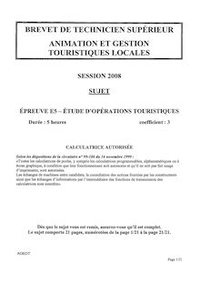 Etude d opérations touristiques 2008 BTS Animation et gestion touristiques locales