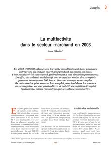 La multiactivité dans le secteur marchand en 2003