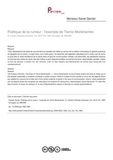 Poétique de la rumeur : l exemple de Tierno Monénembo - article ; n°140 ; vol.35, pg 889-895