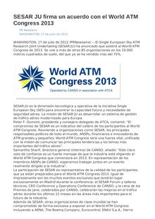 SESAR JU firma un acuerdo con el World ATM Congress 2013