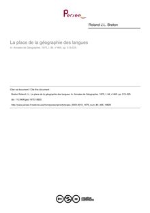 La place de la géographie des langues - article ; n°465 ; vol.84, pg 513-525