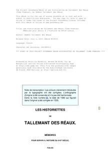 Les historiettes de Tallemant des Réaux (Tome Premier) par Réaux