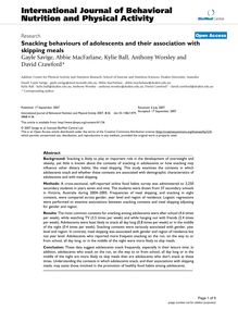 Snacking behaviours of adolescents and their association with skipping meals