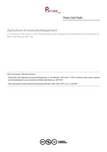 Agriculture et sous-développement - article ; n°68 ; vol.17, pg 987-1007
