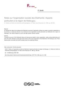 Notes sur l organisation sociale des Diakhanké. Aspects particuliers à la région de Kédougou. - article ; n°3 ; vol.8, pg 263-302