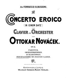 Partition 2-Piano Reduction, Concerto Eroico, Op.8, Nováček, Ottokar