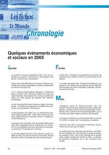 Chronologie : quelques événements économiques et sociaux en 2005 (Octant n° 105)