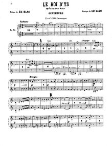 Partition cor 3/4 (F), Le roi d’Ys, Légende Bretonne, Lalo, Édouard