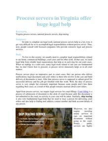 Process servers in Virginia offer huge legal help