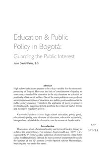 Education & Public Policy in Bogotá: Guarding the Public Interest