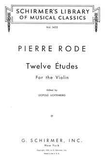 Partition complète, 12 Etudes pour violon, Rode, Pierre