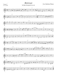 Partition ténor viole de gambe 2, octave aigu clef, Madrigali a 5 voci, Libro 2 par  Giovanni Battista Mosto par Giovanni Battista Mosto