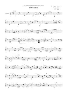 Partition Fantasia No.1, 12 fantaisies pour violon without basse, TWV 40:14-25