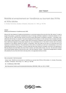Mobilité et enracinement en Vendômois au tournant des XVIIIe et XIXe siècles - article ; n°3 ; vol.38, pg 735-768