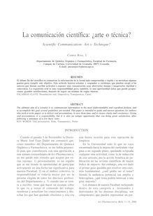 La comunicación científica: ¿arte o técnica?. (Scientific Communication: Art o Technique?)