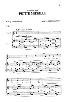 Partition complète (C Major: medium voix et piano), Petite Mireille